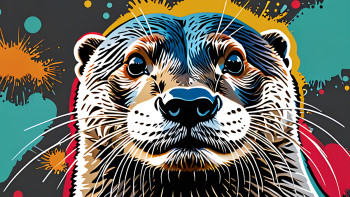 Obra contemporánea nombrada « louloutre façon pop art », Hecho por DOMINIQUE DULOT DIGITAL