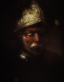 Obra contemporánea nombrada « Inspiré de Rembrandt, The Man With the Golden Helmet », Hecho por LA CIGOGNE