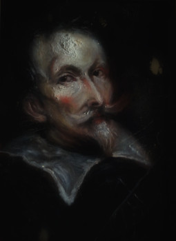 Obra contemporánea nombrada « Inspiré de Van Dyck, Portrait d'un Homme avec un Outil Médical », Hecho por LA CIGOGNE