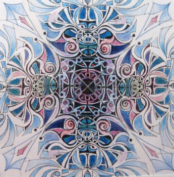 Obra contemporánea nombrada « MANDALA bleu carré », Hecho por LAULPIC