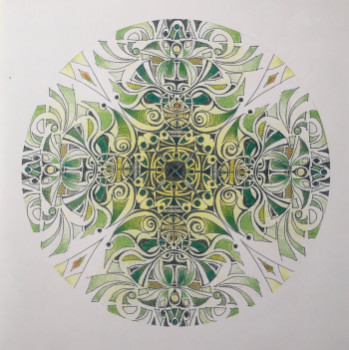 Obra contemporánea nombrada « MANDALA vert rond », Hecho por LAULPIC