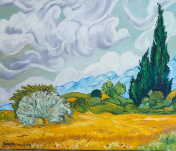 Obra contemporánea nombrada « " Les cyprès d'après Van Gogh " », Hecho por MARC DANCRE