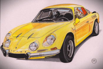 Obra contemporánea nombrada « Renault Alpine A110 jaune », Hecho por PIRDESSINS