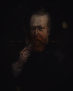 Obra contemporánea nombrada « Portrait of Van Gogh smoking his Pipe », Hecho por LA CIGOGNE