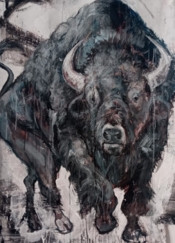 Obra contemporánea nombrada « Buffalo », Hecho por BENICHOU