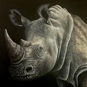 Obra contemporánea nombrada « Portrait d’un rhinocéros », Hecho por ANGEL’ART