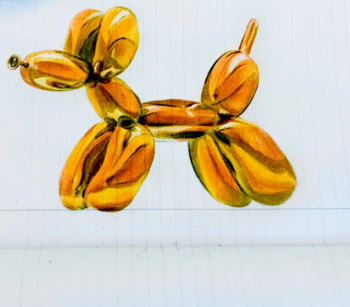 Obra contemporánea nombrada « Golden Balloon Dog », Hecho por RASMOUKAT