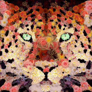 Obra contemporánea nombrada « Leopard Out Of Flowers 2 », Hecho por ERIN-DURIEU