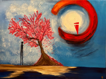 Obra contemporánea nombrada « Lune Rouge », Hecho por STEPHANIE LEGERE