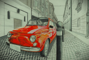 Obra contemporánea nombrada « Fiat 500 anonyme », Hecho por PIRDESSINS