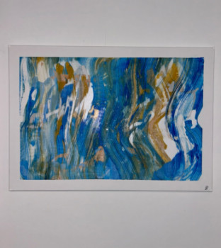 Obra contemporánea nombrada « Blu gold paint », Hecho por LRAINBOWPAINT