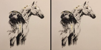 Obra contemporánea nombrada « Chevaux ibériques », Hecho por ANNABEL LABATIE