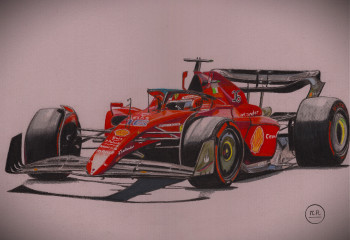 Obra contemporánea nombrada « Ferrari F1-75 », Hecho por PIRDESSINS