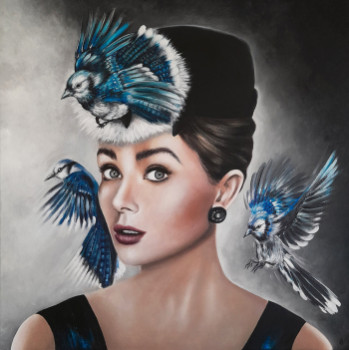 Obra contemporánea nombrada « Blue birds », Hecho por ESTELLE BARBET