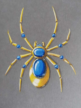 Obra contemporánea nombrada « L'Arachnogemme Bleue », Hecho por MéLODIE TIBERGHIEN