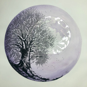 Obra contemporánea nombrada « Arbre Lune », Hecho por ELO’ILLUSTRATION