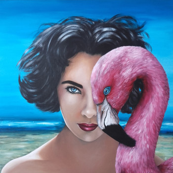 Obra contemporánea nombrada « The Queen and the Flamingo », Hecho por ESTELLE BARBET