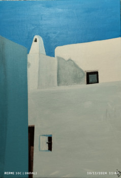 Obra contemporánea nombrada « Azul/Blanco nº6 », Hecho por ANTONIO CERON