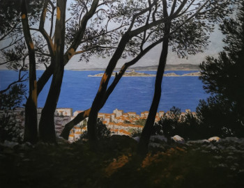 Obra contemporánea nombrada « Vue sur l'île du Frioul », Hecho por JC COUTANT