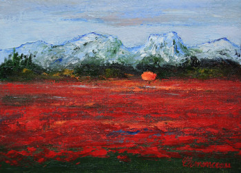 Obra contemporánea nombrada « Coquelicots dans les Alpilles », Hecho por JEAN-FRANçOIS CLEMENCEAU