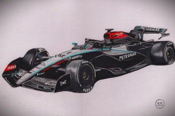 Obra contemporánea nombrada « Mercedes AMG F1 W15 », Hecho por PIRDESSINS