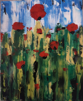 Obra contemporánea nombrada « Coquelicots », Hecho por HUBERT BRIDOUX