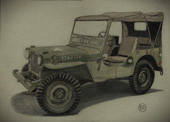 Obra contemporánea nombrada « Jeep Willis », Hecho por PIRDESSINS