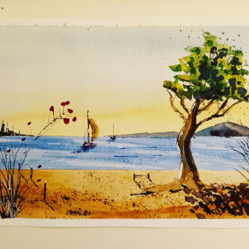 Obra contemporánea nombrada « paysages divers aquarelles », Hecho por BARDE