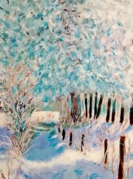 Obra contemporánea nombrada « neige à ST AGREVE », Hecho por HERVE RAYOT