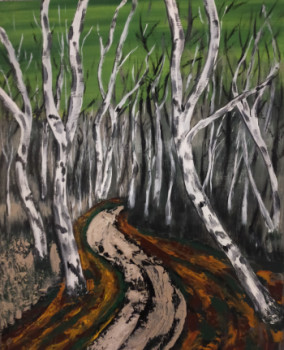 Obra contemporánea nombrada « Les bouleaux en hiver », Hecho por HUBERT BRIDOUX