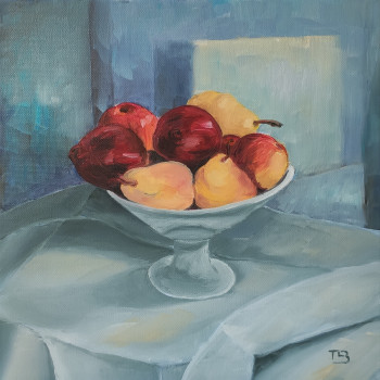 Obra contemporánea nombrada « Fruits et compotier », Hecho por THIERRY LE BOULANGER