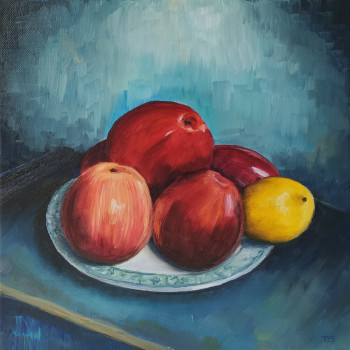 Obra contemporánea nombrada « Des pommes et un citron », Hecho por THIERRY LE BOULANGER