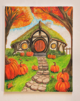 Obra contemporánea nombrada « Maison de hobbit en automne », Hecho por LUTINEDELEURE