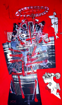 Obra contemporánea nombrada « Totem Boug'rouge », Hecho por 3615 MATHIAS