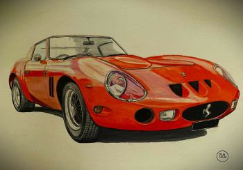 Obra contemporánea nombrada « Ferrari 250 GTO », Hecho por PIRDESSINS