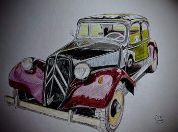 Obra contemporánea nombrada « Citroën Traction 11 CV (1955) », Hecho por PIRDESSINS