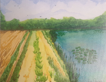 Obra contemporánea nombrada « Au bord de l'eau », Hecho por LYDIE COURBIER