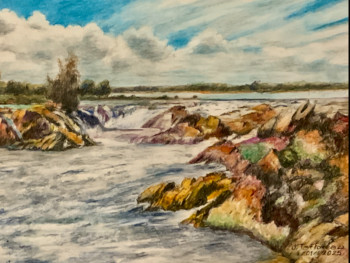 Obra contemporánea nombrada « RETRAIT DE LA MER EN BRETAGNE », Hecho por JACQUES TAFFOREAU