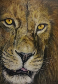 Obra contemporánea nombrada « Lion », Hecho por CORINNE PERRIER