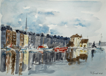 Obra contemporánea nombrada « Port de Honfleur », Hecho por FRANçOIS CHAUVET