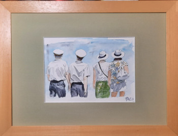 Obra contemporánea nombrada « Casquettes de marins et Panamas », Hecho por PACO