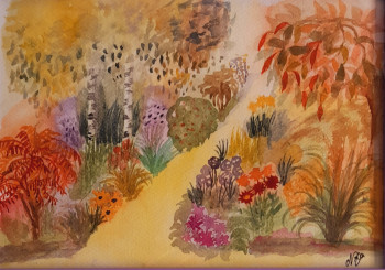 Obra contemporánea nombrada « Jardin d'automne », Hecho por VITRY NATHALIE