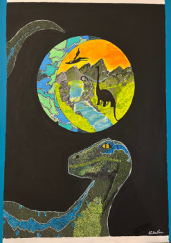 Obra contemporánea nombrada « La bulle du dino », Hecho por ART'NAR CHIC