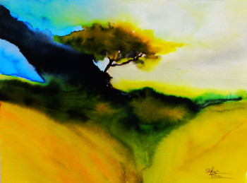 Obra contemporánea nombrada « arbre isolé », Hecho por SYLVIE PINON