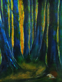 Obra contemporánea nombrada « forêt bleue », Hecho por SYLVIE PINON