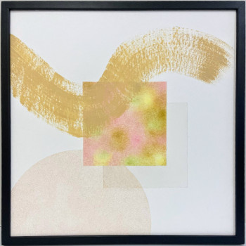 Obra contemporánea nombrada « Abstrait beige et rose », Hecho por MALOU