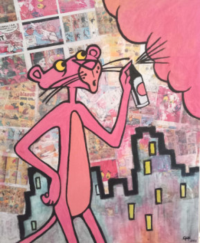 Obra contemporánea nombrada « PINK PANTHER », Hecho por GéDé