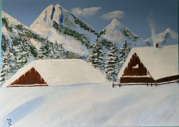 Obra contemporánea nombrada « Journée d’hiver dans les Alpes », Hecho por TATIANA LASHCHENKOVA