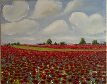 Obra contemporánea nombrada « Champs de coquelicots », Hecho por TATIANA LASHCHENKOVA
