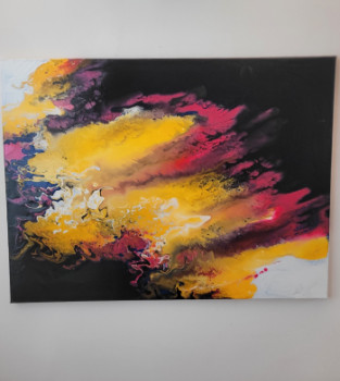 Obra contemporánea nombrada « Stratus enflammés », Hecho por ACRYLIQUE ART MYRIAM